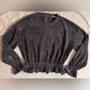 Essue Charcoal Ruffle Hem Blouse